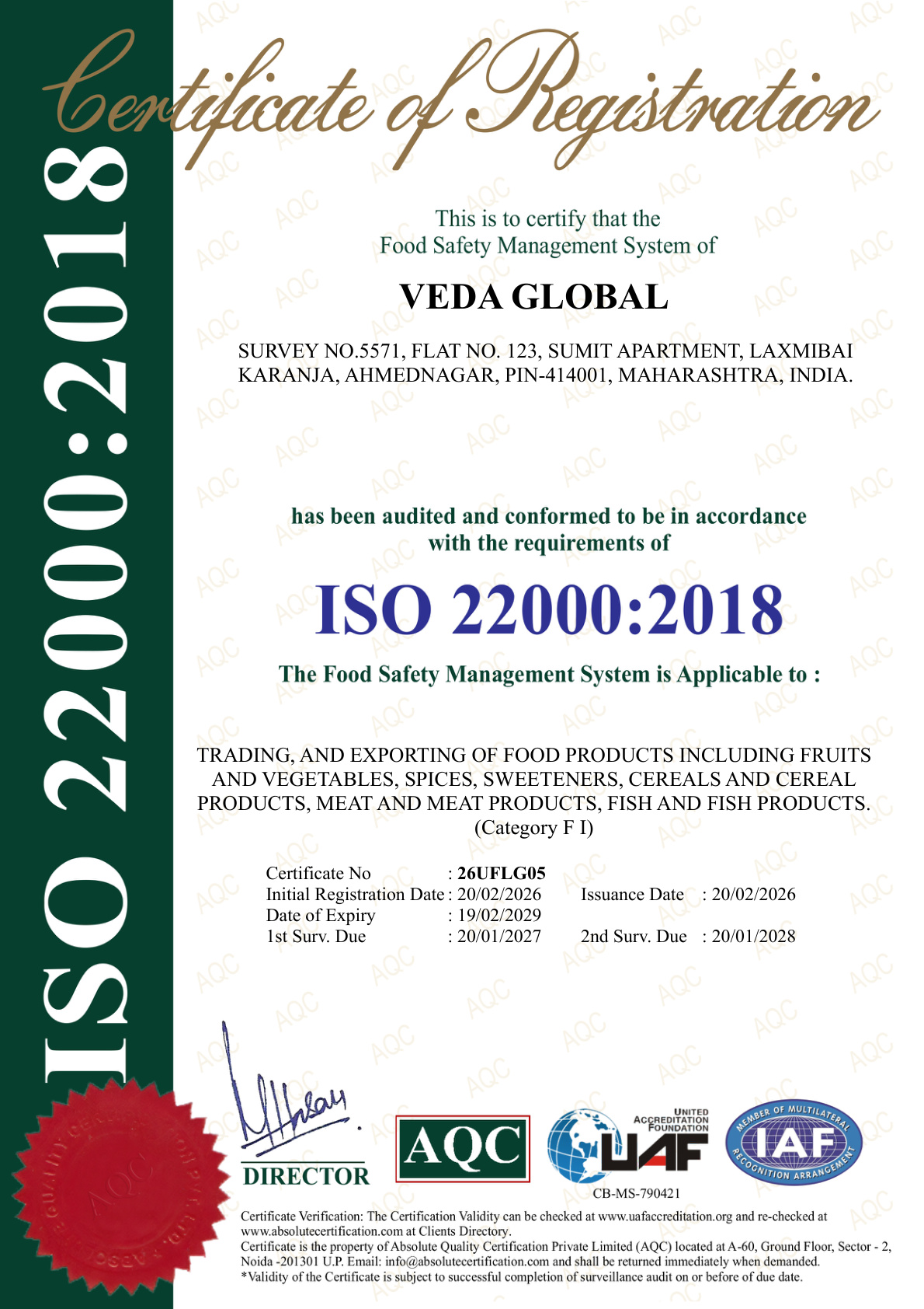 Veda Global Cert